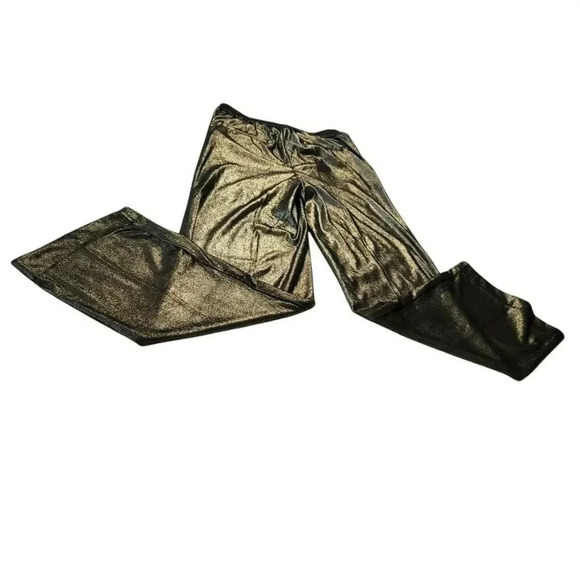 Joie Pant wide Leg Coated Black Polish Gold Size 4 back waistband Elastic NWT - Picture 11 of 12
